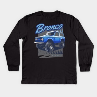 Classic Ford Bronco Blue Kids Long Sleeve T-Shirt